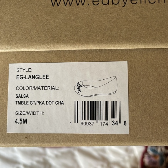 New With Box Ellen Degeneres Love Flats Shoes Slip Ons Red Girls Size 4.5 - Picture 3 of 6